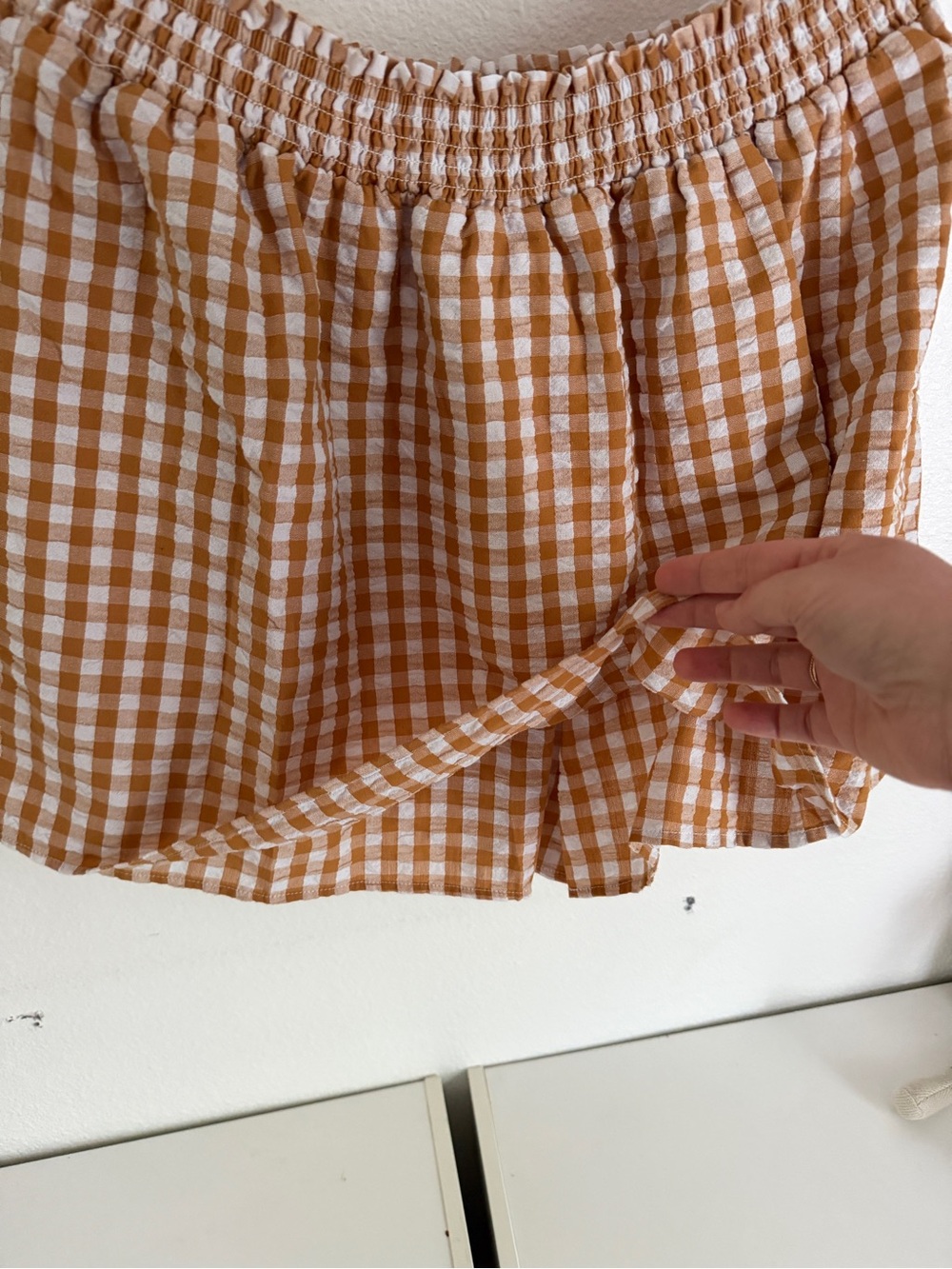 Forever 21 Tan and White Gingham Skater Skirt - Picture 3 of 5